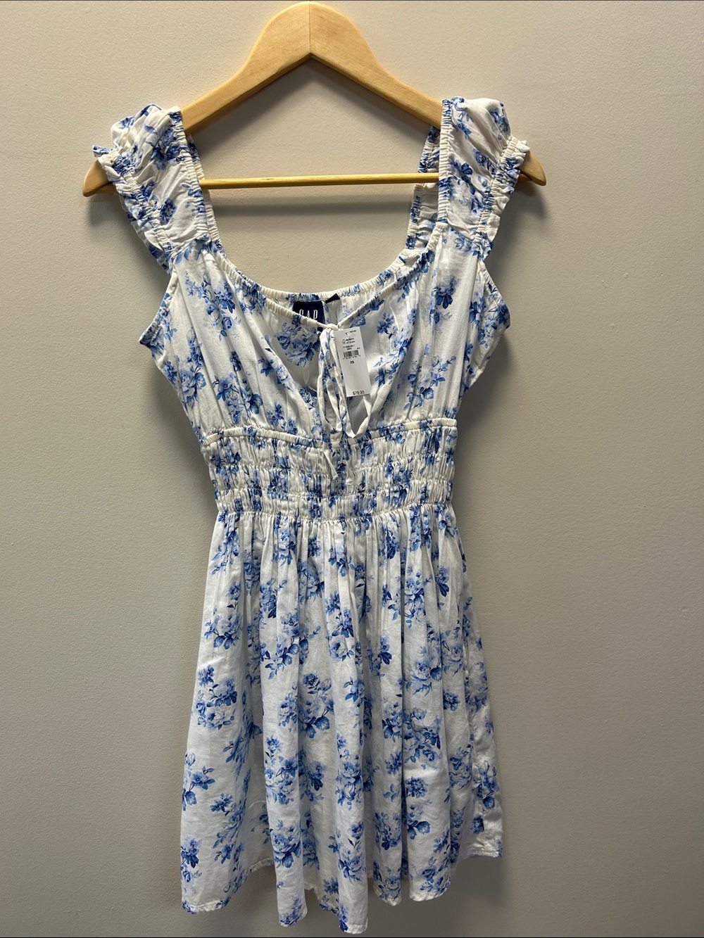 GAP Cottagecore Blue Floral Smocked Waist Dress